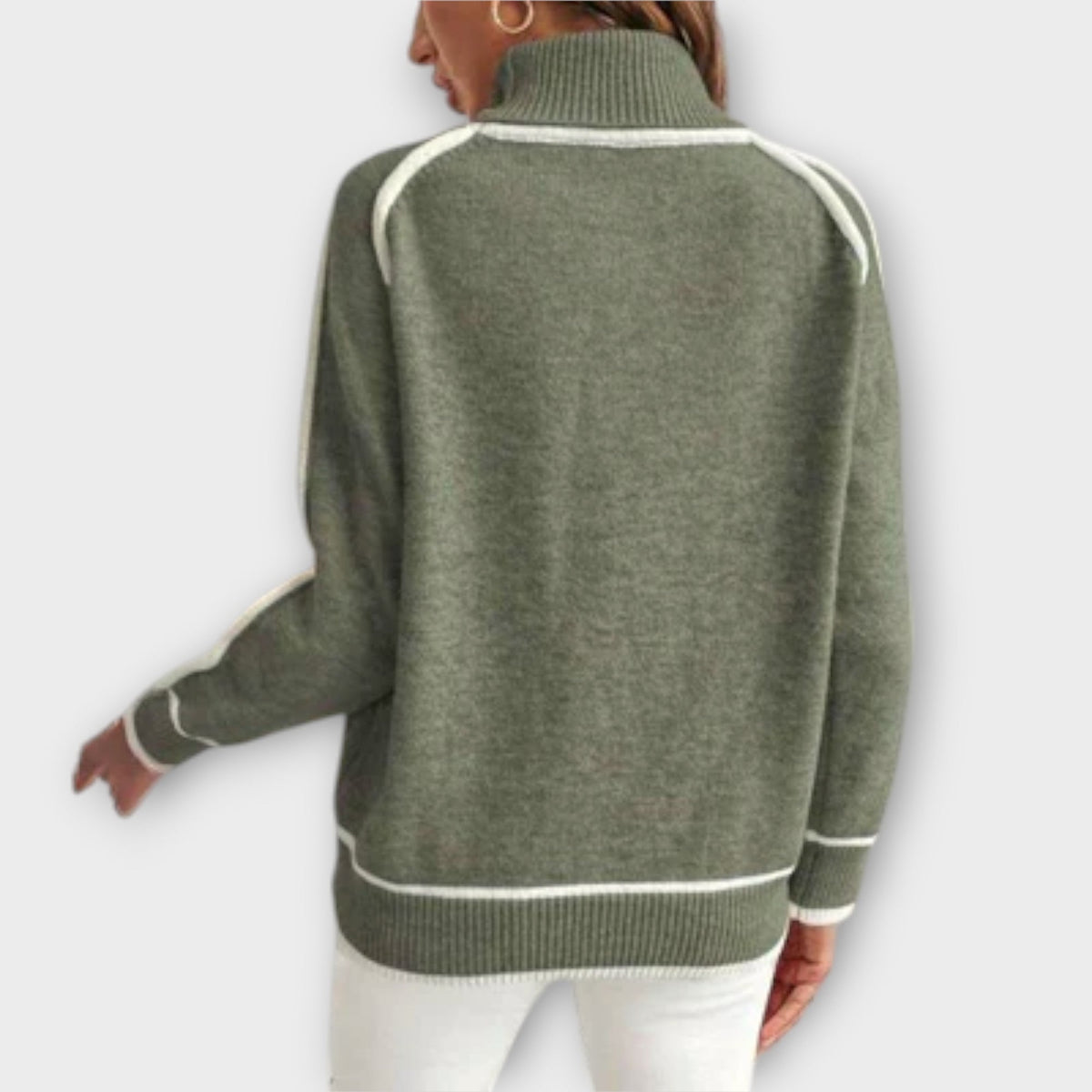 Cristina | Maglione in maglia verde oliva