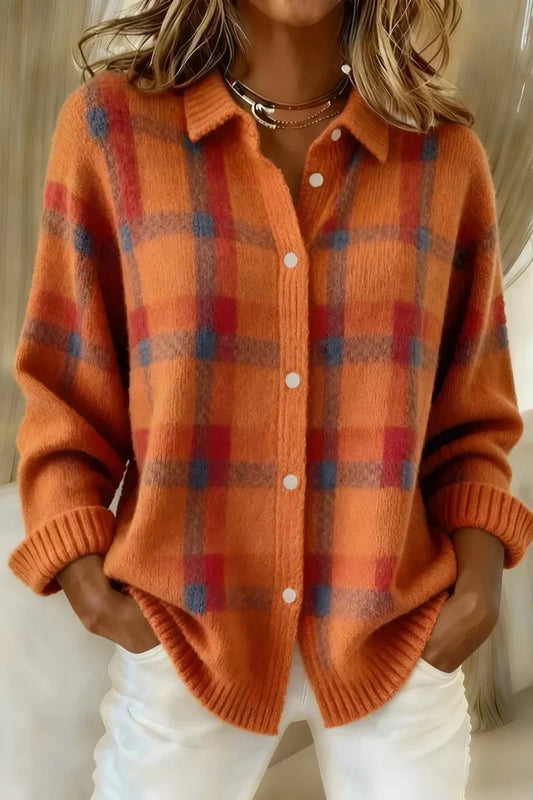 Margherita | Cardigan in maglia a quadri con bottoni