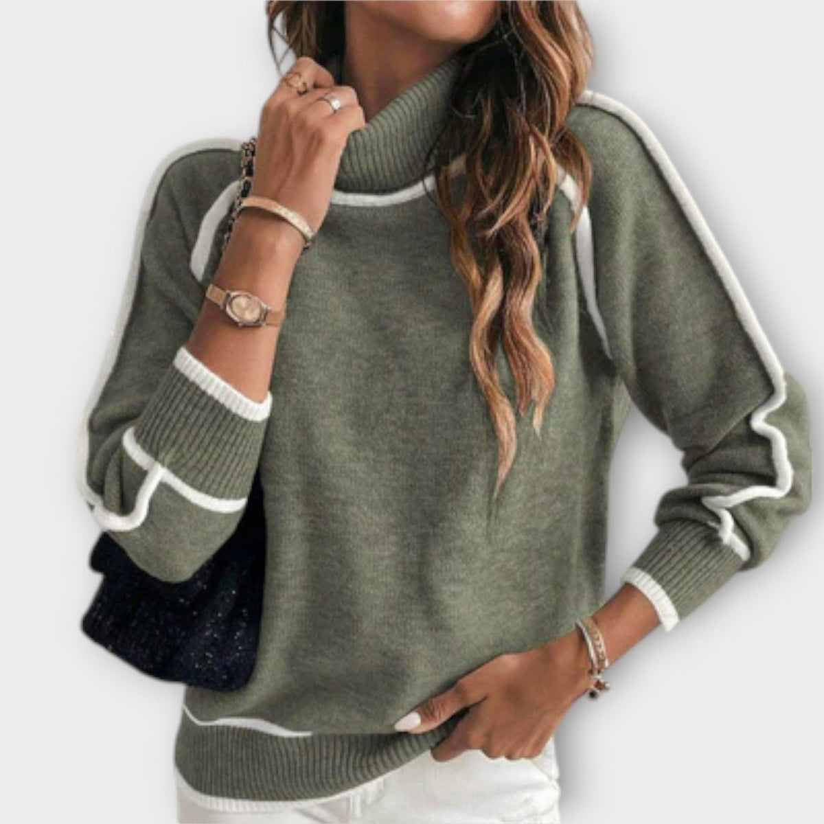 Cristina | Maglione in maglia verde oliva