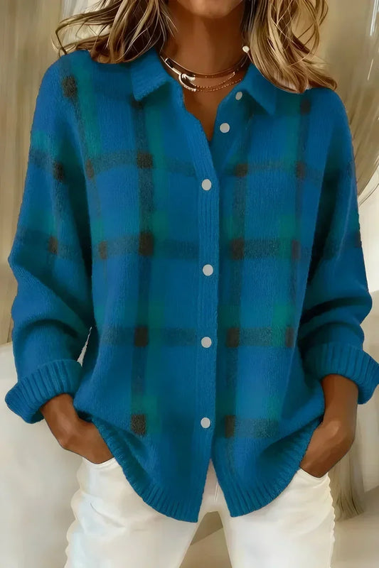 Elsa | Cardigan a quadri in maglia spazzolata