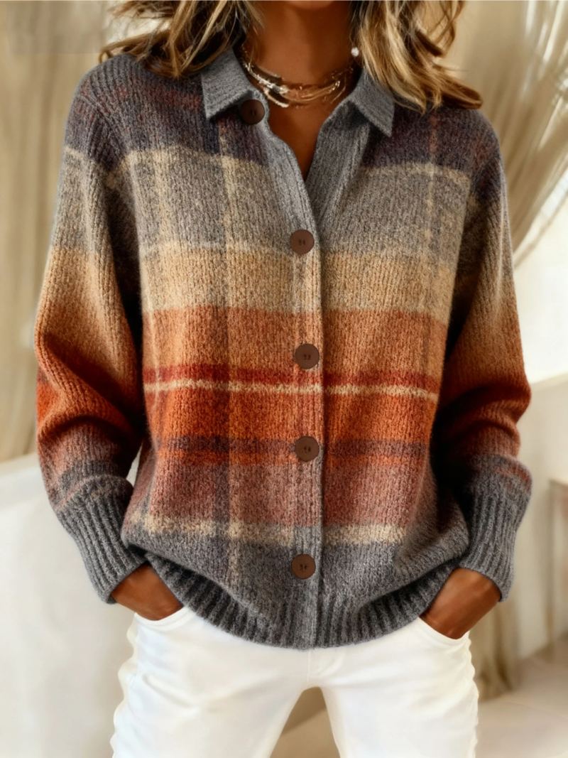 Piuma | Cardigan a quadri sfumato autunnale