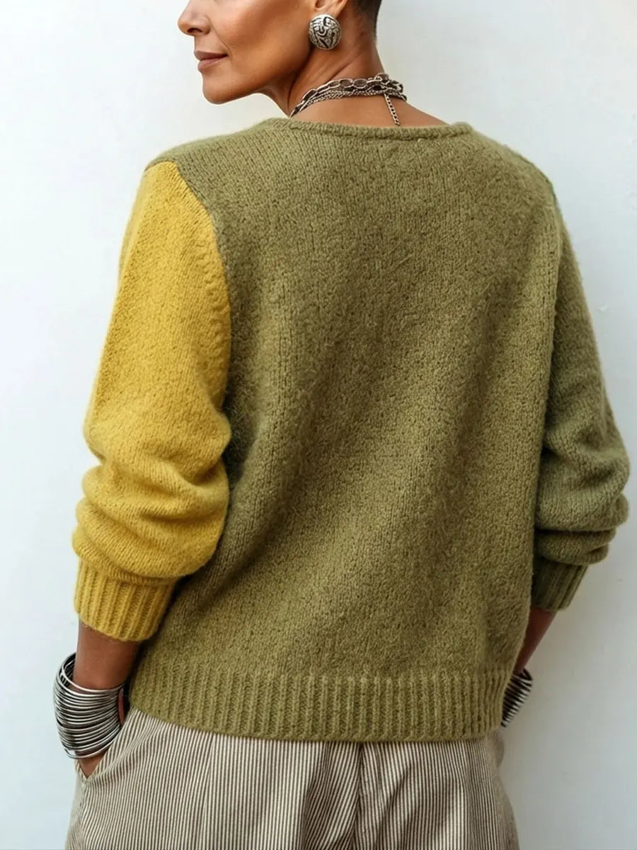 Maglione asimmetrico a blocchi di colore