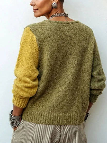 Maglione asimmetrico a blocchi di colore