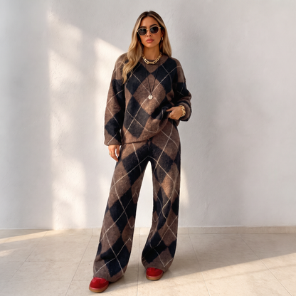 Livia – completo in maglia a rombi con pantaloni a gamba larga, vista 8