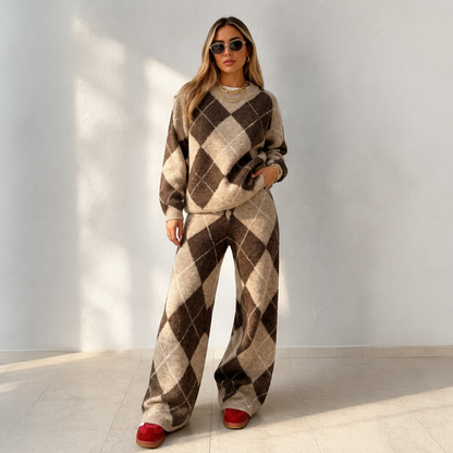 Livia – completo in maglia a rombi con pantaloni a gamba larga, vista 10